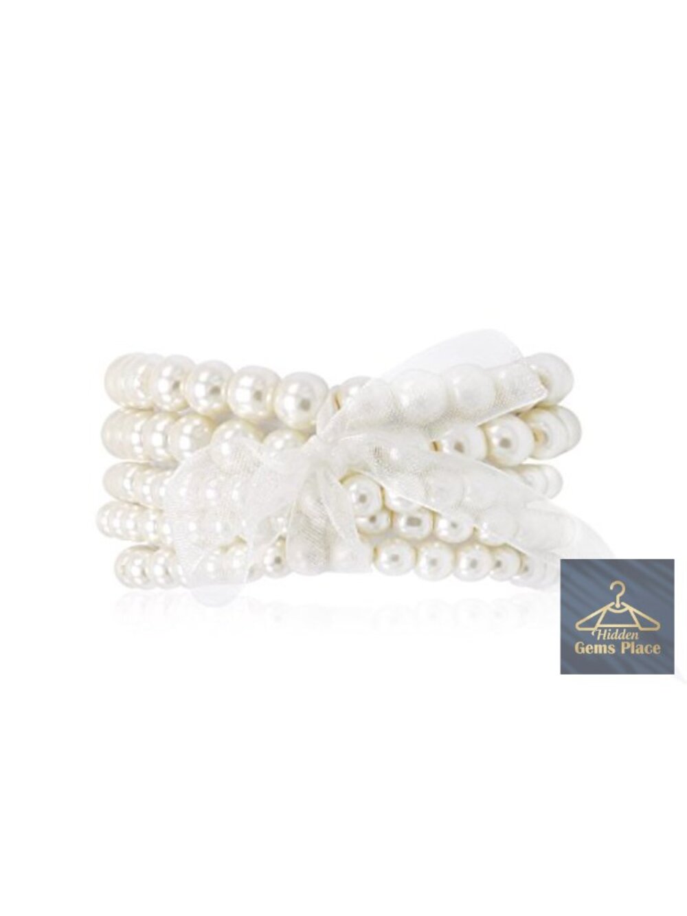 5 Pc Faux Pearl Bracelet Set Stretch Beaded Strand Bracelets for Bridal Party